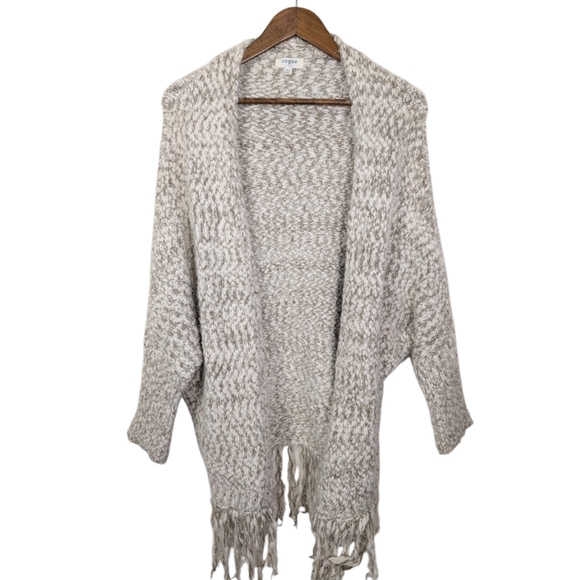 Umgee Sweaters - Umgee Beige Acrylic Blend Bohemian Long Fray Hem Cardigan Sweater